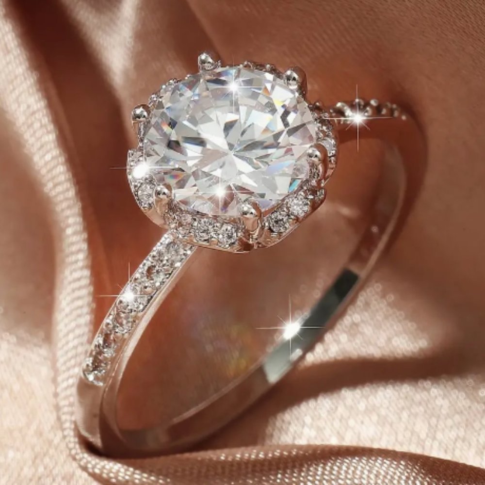 18k White Gold Plated Diamond Ring